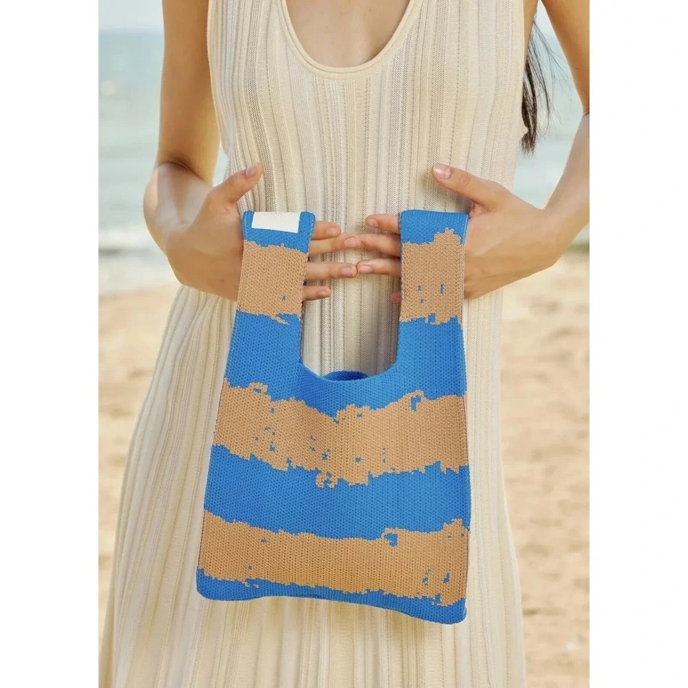 Buffollow Everyday tote Bag Knitted Wrist bag light weight Travel Pouch SZ Small